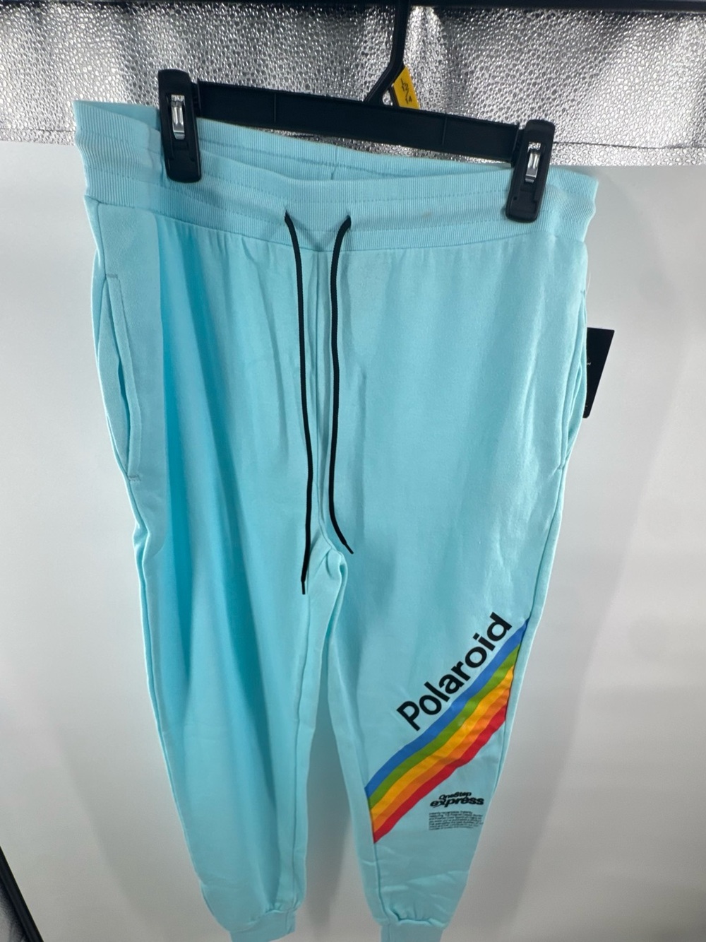 Polaroid Kids Light Aqua Joggers with Rainbow Stripe